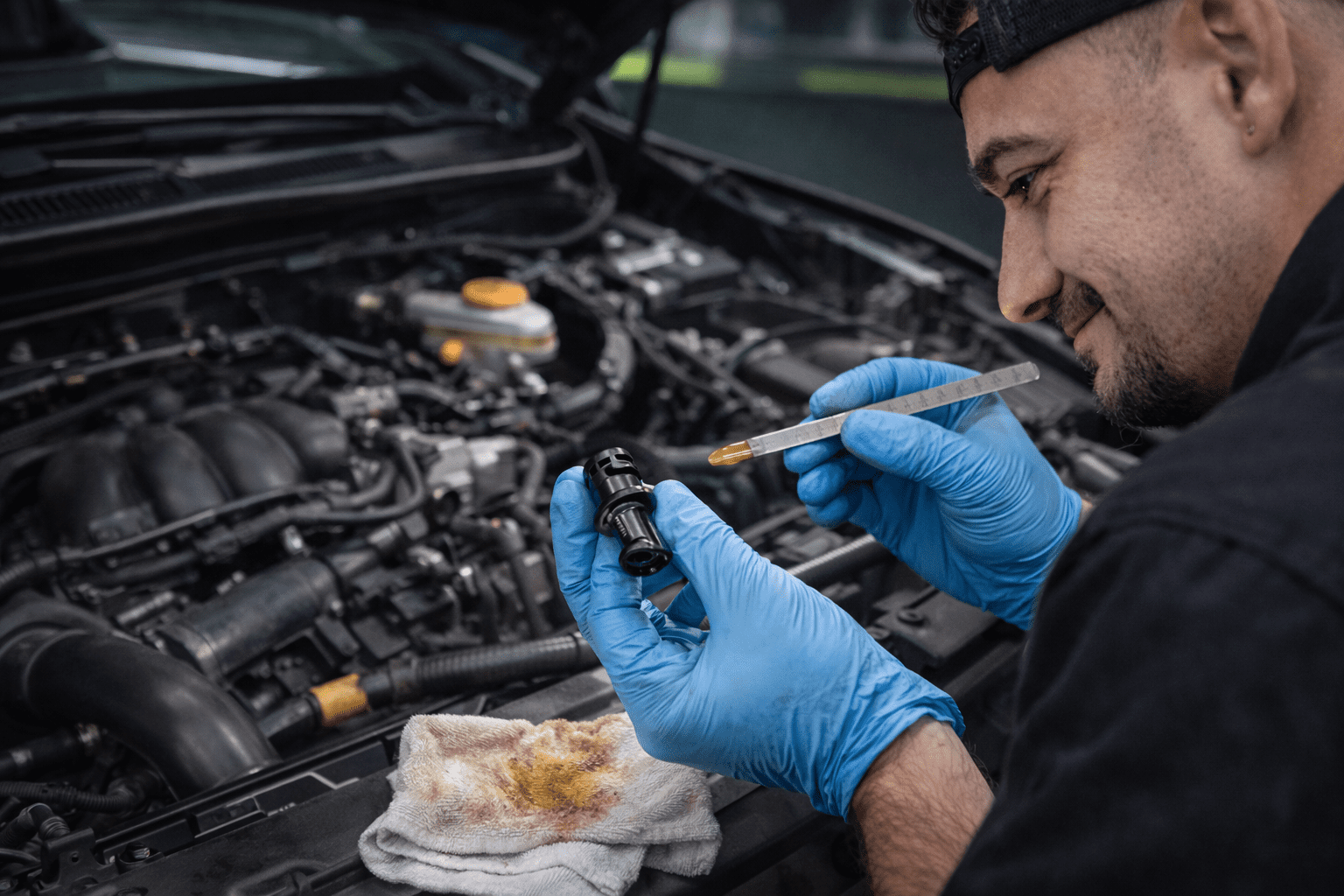 Oil consumption diagnostics in Lynchburg VA with technician confirming oil usage patterns and verifying PCV and engine condition