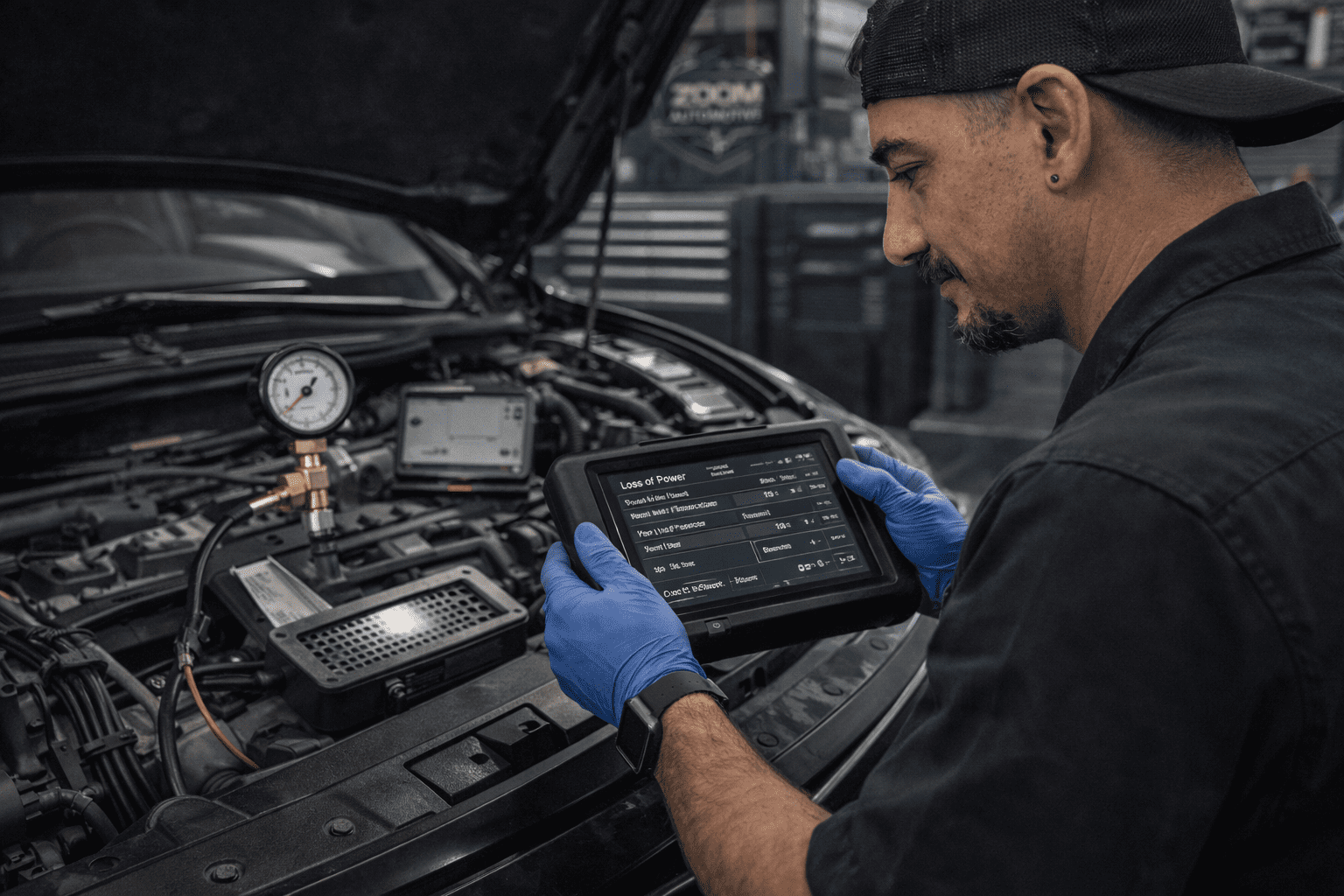 Engine loss of power diagnosis in Lynchburg VA with technician verifying drivability data and confirming the limiting system